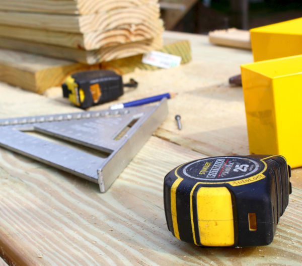 tape measure and wood